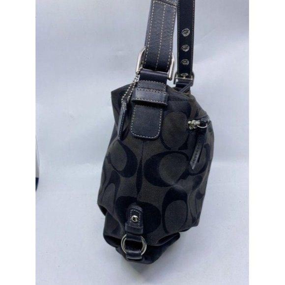 Coach Medium Tote Msrp Black Gray Jacquard Fabric - Picture 3 of 12